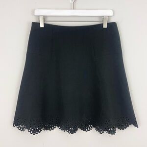 Ann Taylor LOFT Scalloped Floral Lasercut Ponte Knit Flare A-line Mini Skirt
